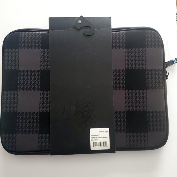 SkullCandy Laptop Sleeve Case SKULLCANDY Checked Houndstooth Design Embroidered - Picture 6 of 8